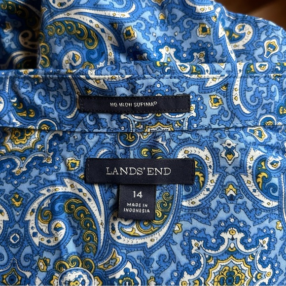 Lands’ End no iron supima cotton popover blouse sz 14 - Picture 4 of 5